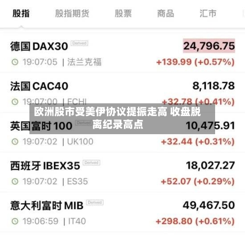 欧洲股市受美伊协议提振走高 收盘脱离纪录高点