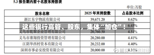这些银行高管、股东，集体“加仓”！
