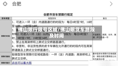 佛山限行限号区域/佛山限货车路段及时间