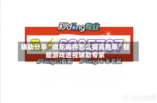 辅助分享“微乐麻将怎么提高胜率”智能游戏透视辅助专家