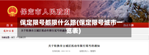 保定限号都限什么路(保定限号城市一览表)