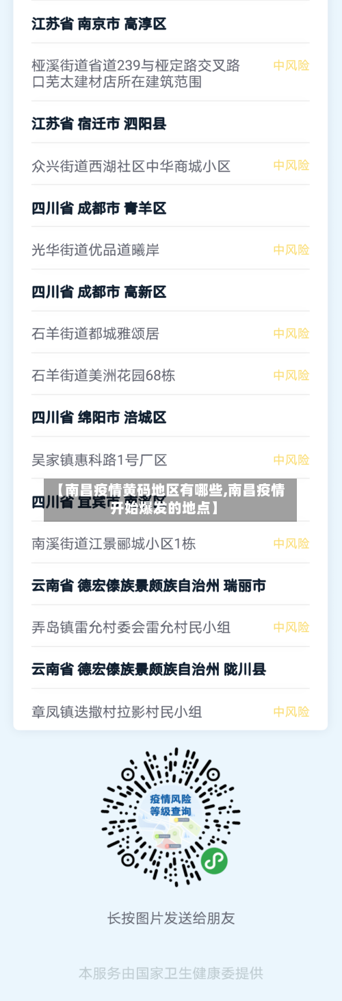 【南昌疫情黄码地区有哪些,南昌疫情开始爆发的地点】
