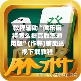 教程辅助“微乐麻将怎么提高胜率通用版”(作弊)辅助透视下载教程