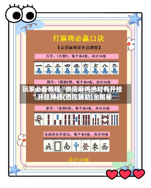 玩家必看教程“微信麻将绝对有开挂”开挂神器{透视辅助}全揭秘