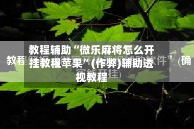 教程辅助“微乐麻将怎么开挂教程苹果”(作弊)辅助透视教程
