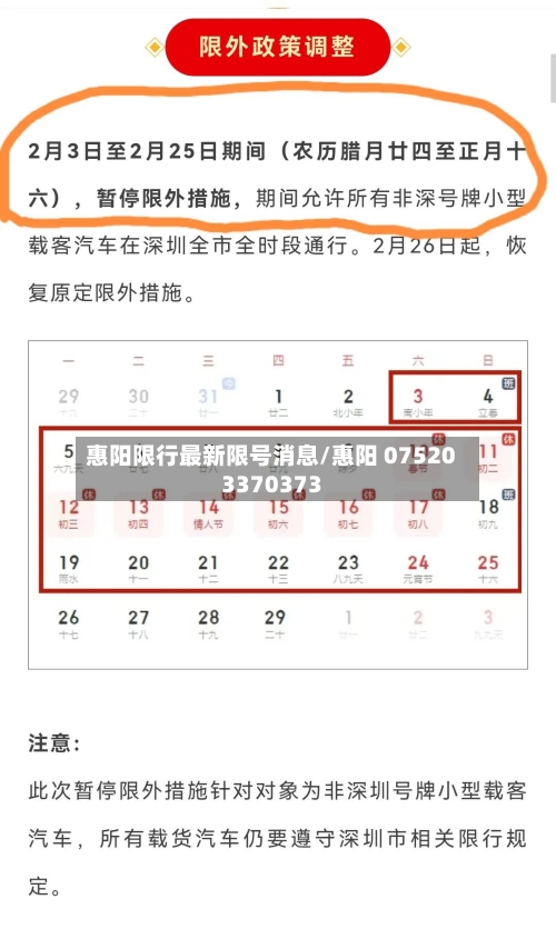 惠阳限行最新限号消息/惠阳 075203370373