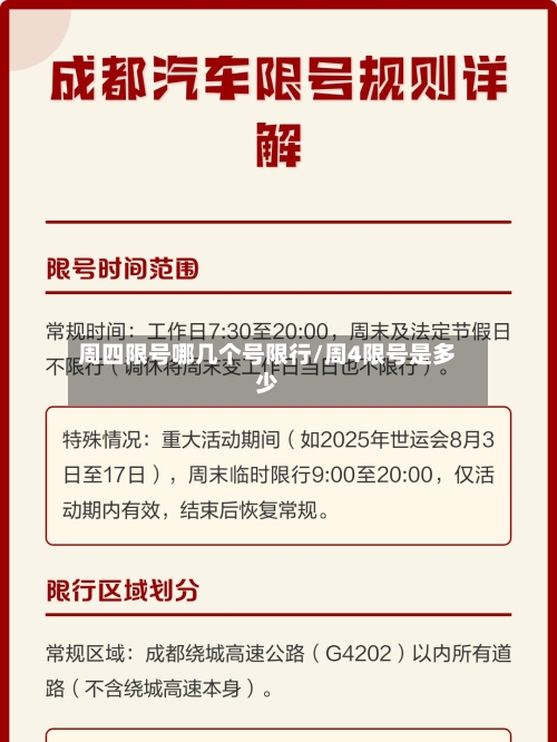 周四限号哪几个号限行/周4限号是多少