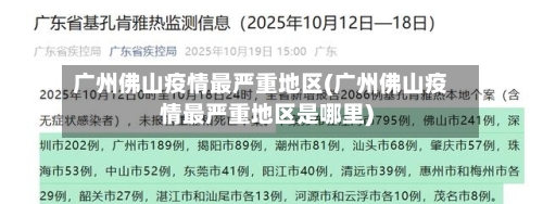 广州佛山疫情最严重地区(广州佛山疫情最严重地区是哪里)